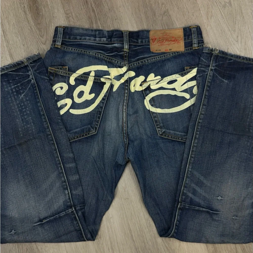 Ed Hardy Dark Blue Relaxed Men's Jeans - Picture 1 of 5